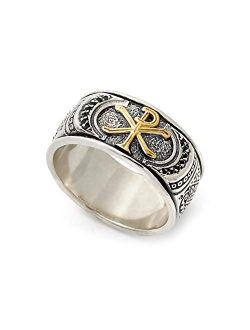 Men's Savros Collection Sterling Silver and 18K Gold Spinel Ring