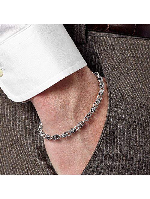 Konstantino Men's Sterling Silver Etched Link Bracelet