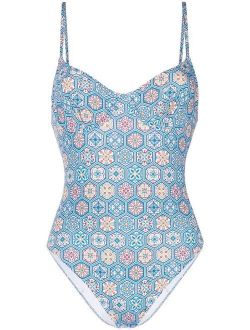 Solid & Striped geometric embroidered swimsuit