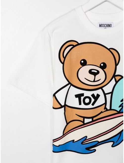 MOSCHINO KIDS surfing teddy logo T-shirt