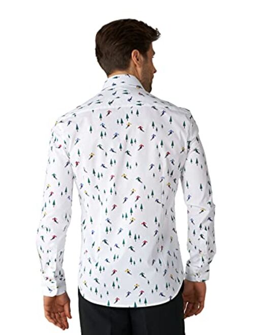 Opposuits Christmas Fitted Button-up Shirt with Long Sleeves for Men in Different Prints
