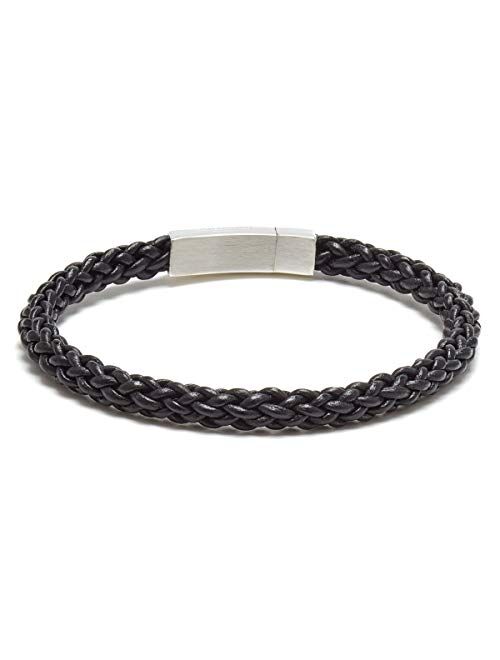 Tateossian Men's Click Trenza Braided Leather Bracelet
