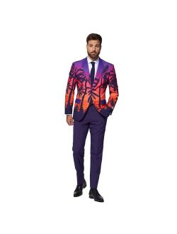 Slim-Fit Suave Sunset Novelty Suit & Tie Set
