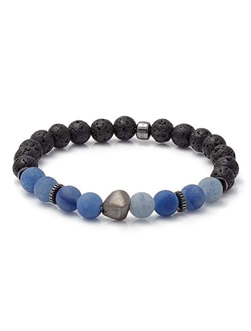 Tateossian Men's Nugget Blue Aventurine Gemstone Beaded Bracelet