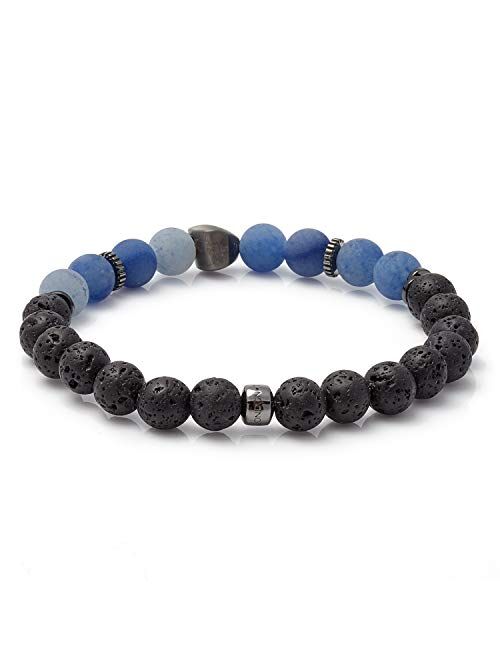 Tateossian Men's Nugget Blue Aventurine Gemstone Beaded Bracelet