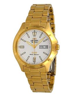 RA-AB0F06S Men's Gold Tone Stainless Steel 3 Star Silver Dial Luminous Index Day Date Automatic Watch