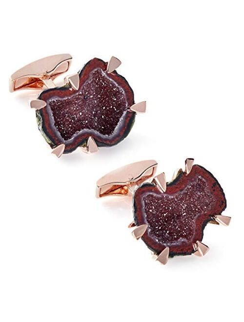 Tateossian Geode Rose Gold Plated Silver Cufflinks, Red