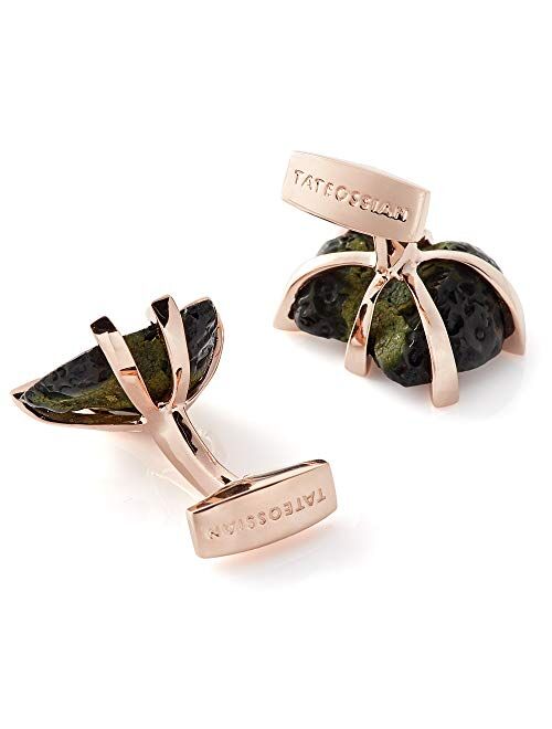 Tateossian Geode Rose Gold Plated Silver Cufflinks, Red
