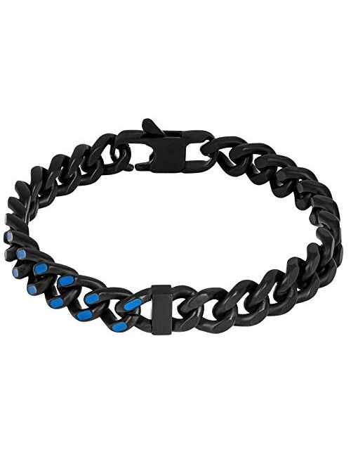 Tateossian Meccanico Blue Enamel, Black Plated Stainless Steel Bracelet