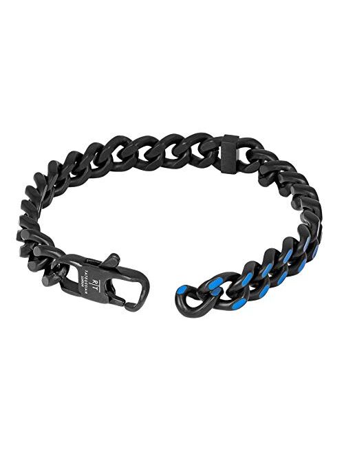 Tateossian Meccanico Blue Enamel, Black Plated Stainless Steel Bracelet