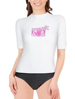 Women's Rash Guard - UPF 50  Quick Dry Fitted Short Sleeve Swim Shirt (S-XXL)