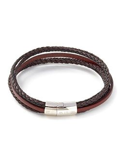 Mens Cobra Multistrand Italian Leather Bracelet with D Shaped Cobra