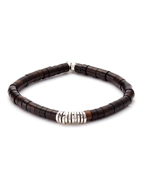 Tateossian Bracelet with Ebony Wood Disk Beads