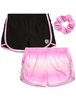 Girls Active Shorts 2 Pack Athletic Gym Dolphin Shorts (Size: 7-12)