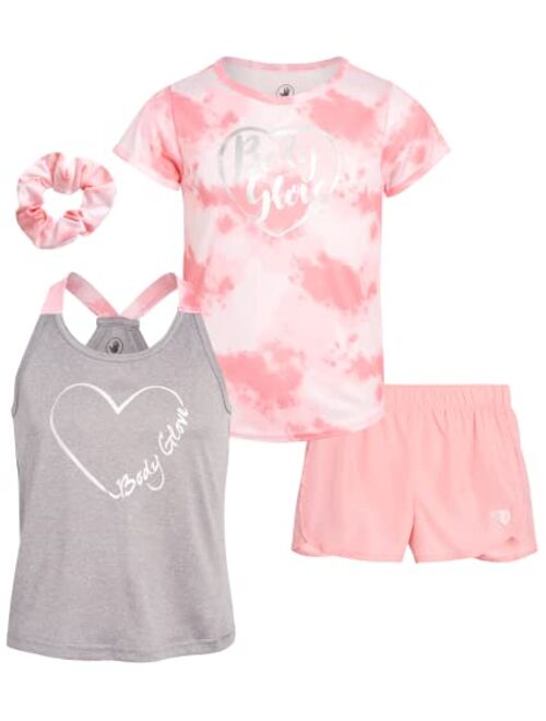 Body Glove Girls Active Short Set with Matching Tank Top and T-Shirt (3-Piece)