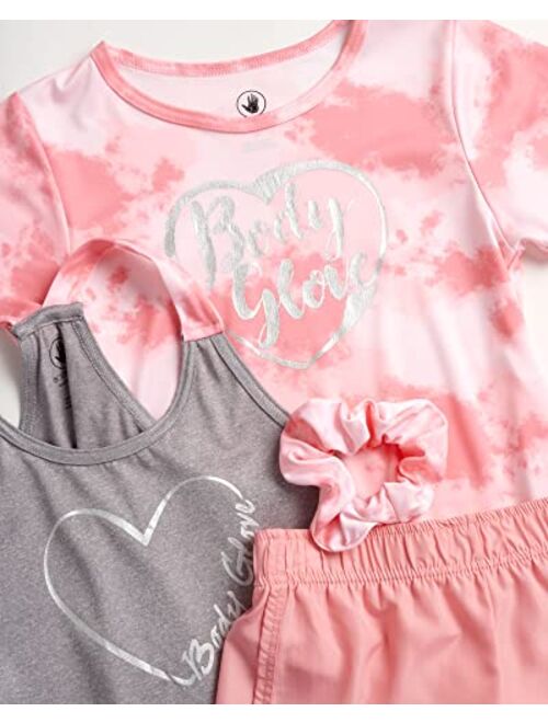 Body Glove Girls Active Short Set with Matching Tank Top and T-Shirt (3-Piece)
