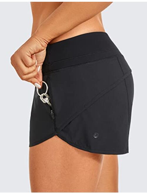 CRZ YOGA Women's Quick Dry Workout Running Shorts Mesh Liner - 2.5'' Drawstring Sport Gym Athletic Shorts Zip Pocket