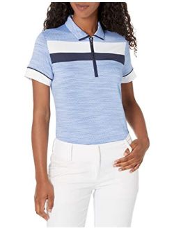 Callaway Women's Short Sleeve Swing Tech Colorblock Textured Zip Polo Shirt
