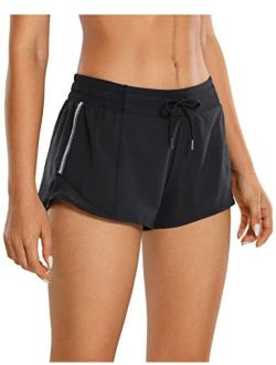Women's Mid-Waist Workout Running Shorts Mesh Liner - 2.5" Quick Dry Drawstring Sport Gym Athletic Shorts Pocket