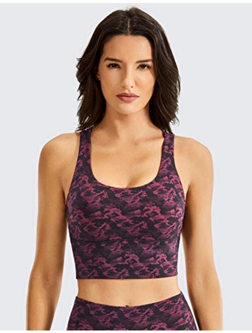 CRZ YOGA Women's Medium Impact Wirefree Padded Strappy Longline Sports Bras