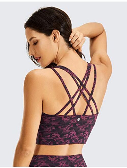 CRZ YOGA Women's Medium Impact Wirefree Padded Strappy Longline Sports Bras