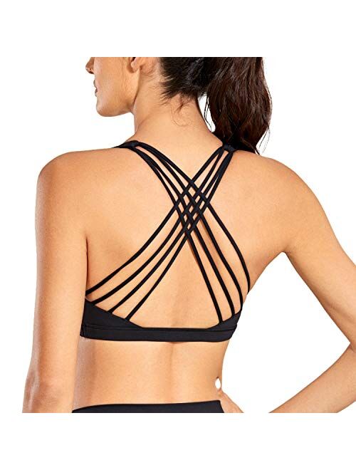 CRZ YOGA Strappy Sports Bras for Women - Criss Cross Back Sexy Wireless Padded Yoga Bra Cute Workout