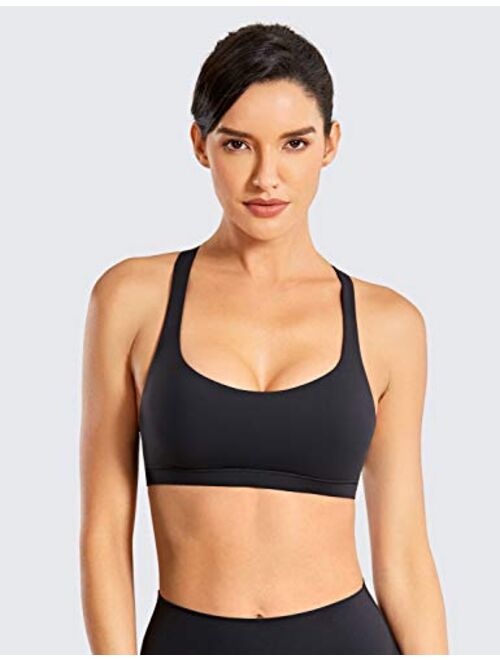 CRZ YOGA Strappy Sports Bras for Women - Criss Cross Back Sexy Wireless Padded Yoga Bra Cute Workout