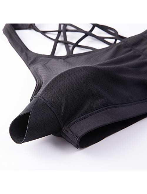 CRZ YOGA Strappy Sports Bras for Women - Criss Cross Back Sexy Wireless Padded Yoga Bra Cute Workout