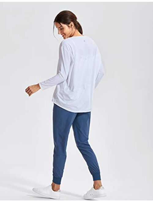 CRZ YOGA Long Sleeve Workout Shirts for Women Loose Fit-Pima Cotton Yoga Shirts Casual Fall Tops Shirts