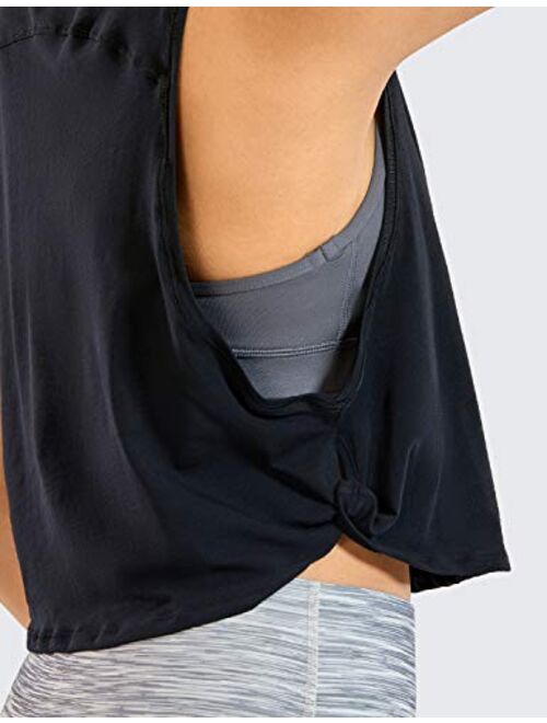 CRZ YOGA Pima Cotton Cropped Tank Tops for Women - Sleeveless Sports Shirts Athletic Yoga Running Gym Workout Crop Tops