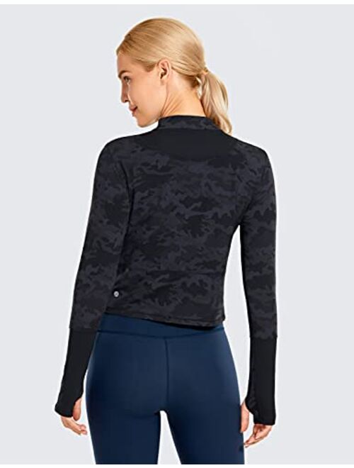 CRZ YOGA Women's Long Sleeve Crop Top Quick Dry Half-Zip Workout Shirts Running Athletic Shirt