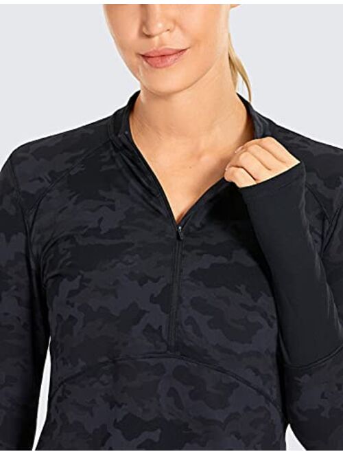 CRZ YOGA Women's Long Sleeve Crop Top Quick Dry Half-Zip Workout Shirts Running Athletic Shirt