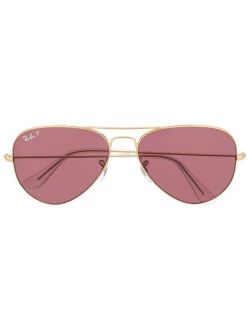 Polarized aviator-frame sunglasses