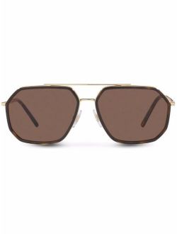 EYEWEAR double-bridge pilot-frame sunglasses