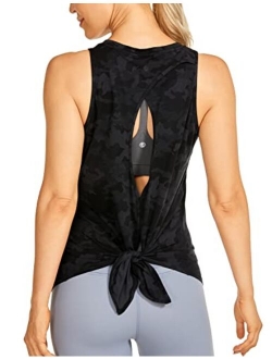 Women's Pima Cotton Workout Tank Tops Tie Back Sleeveless Shirts Yoga Athletic Open Back Sport Gym Tops
