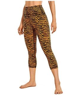 Womens High Waisted Workout Capri 19 Inches - Gym Compression Tummy Control Yoga Leggings Pants