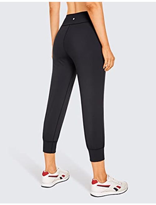 CRZ YOGA Women's Naked Feeling Workout Yoga Capri Joggers with Pockets High Waist Drawstring Stretch Lounge Crop Pants