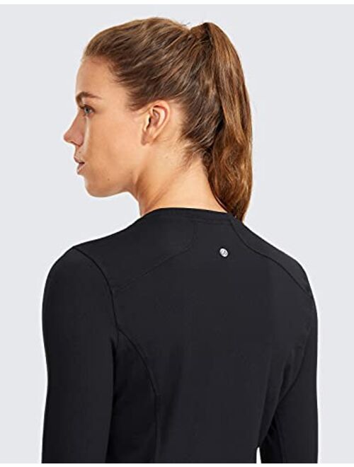 CRZ YOGA Women's Long Sleeve Running Shirt with Thumbholes Slim Fit Athletic Workout Base Layer Top with Pocket