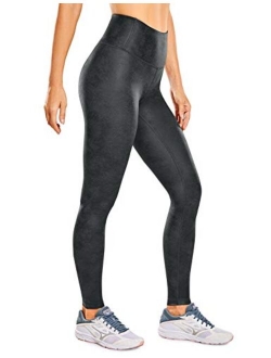 Women's Matte Faux Leather Leggings 28'' - Stretchy Workout Yoga Pants Lightweight High Waisted Tights