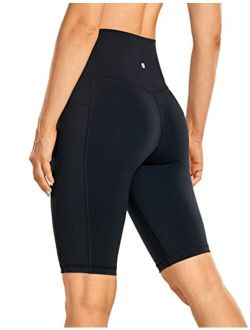 Women's Naked Feeling Biker Shorts - 4''/ 5''/ 6''/ 8''/ 10'' High Waisted Yoga Gym Spandex Shorts Side Pockets