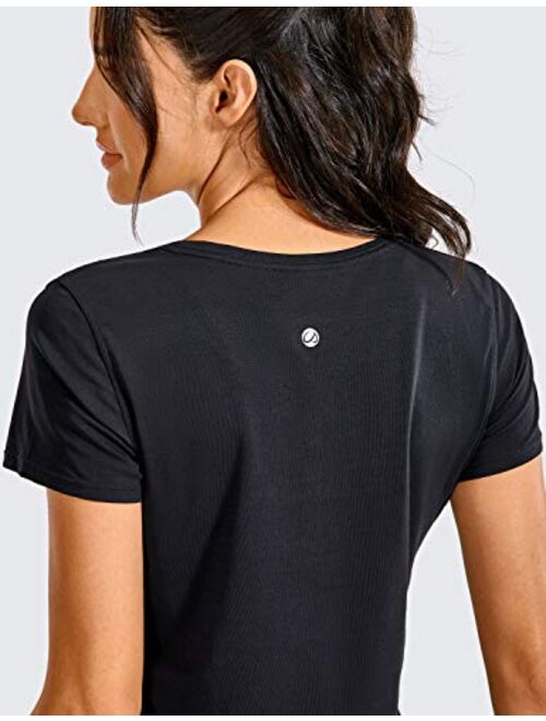 CRZ YOGA Women's Pima Cotton Short Sleeve Workout Shirt Yoga T-Shirt Athletic Tee Top