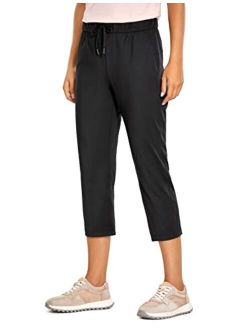 Women's 4-Way Stretch Athletic Workout Capri Pants - 23" Travel Lounge Casual Outdoor Capri with Pockets