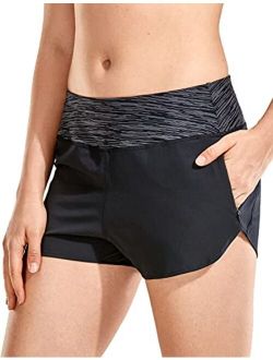 Women's Mid-Rise Quick Dry Lined Dolphin Running Shorts with Zip Pocket Elastic Waist Athletic Workout Shorts - 3''
