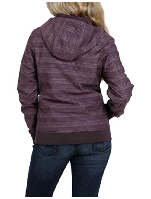 Cinch Women's Purple Stripe Softshell Bonded Hooded Zip-Front Jacket