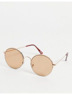 70s round sunglasses in gold with light brown lens