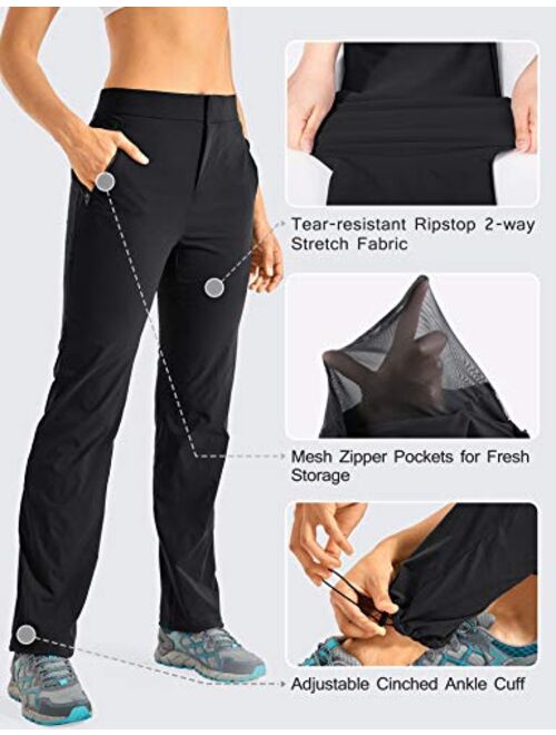 CRZ YOGA Women's Hiking Lightweight Stretch Thick Pants Outdoor Travel Workout Pants with Zipper Pockets