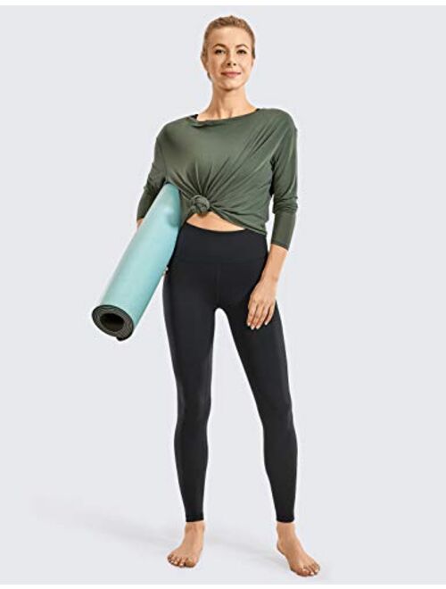 CRZ YOGA Women's Naked Feeling Soft Yoga Leggings 25 Inches - Reflective High Waisted Workout Pants