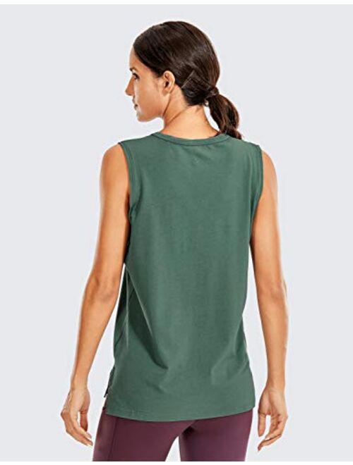 CRZ YOGA Women's Pima Cotton Workout Tank Tops Loose Fit Yoga Sleeveless Shirts Muscle Tank