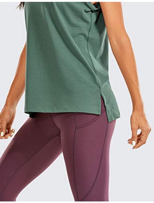 CRZ YOGA Women's Pima Cotton Workout Tank Tops Loose Fit Yoga Sleeveless Shirts Muscle Tank