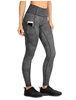 Women's Light-Fleece Workout Leggings 25'' / 28'' - High Waisted Warm Matte Brushed Tights Pants with Pockets